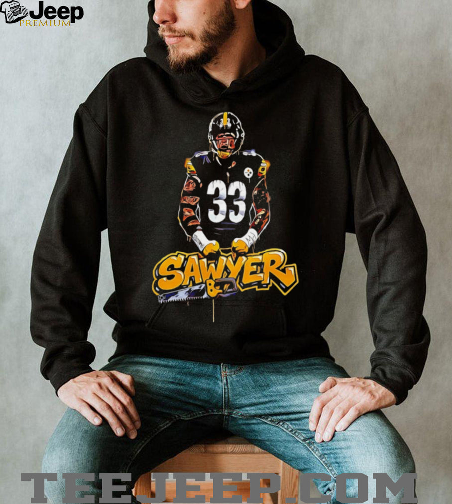 Sawyer Number 33 Football Player Graffiti Chainsaw T Shirt