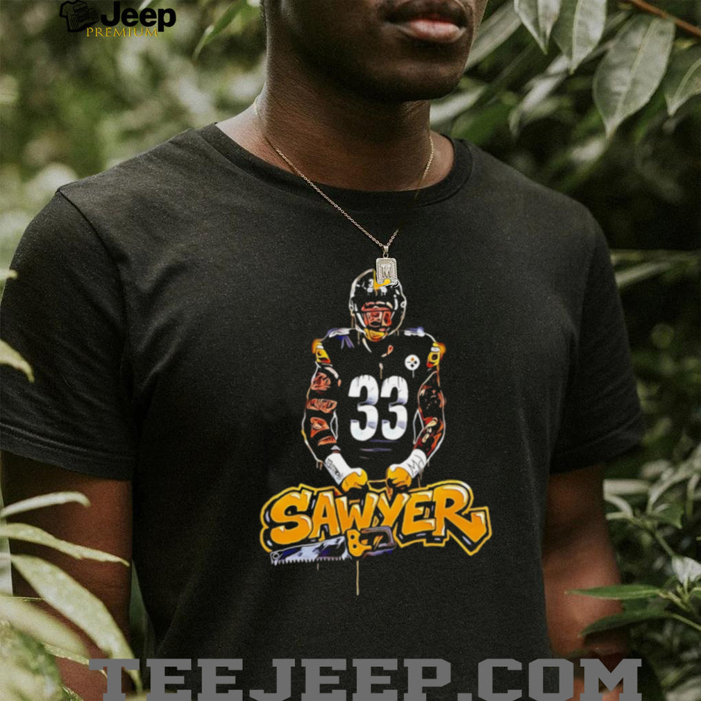 Sawyer Number 33 Football Player Graffiti Chainsaw T Shirt
