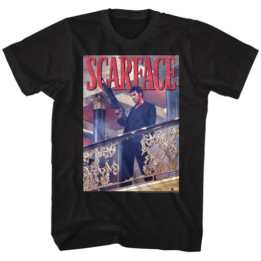 Scarface Railing Shot Black T-Shirt, Tony Montana Shirt, Scarface Tony Montana Shirt, Movie Shirt, Al Pacino Scarface Shirt, Movie Graphic Tee, Vintage Graphic Tees, Al Pacino Shirt, gift for him, gift for her Menswear Top