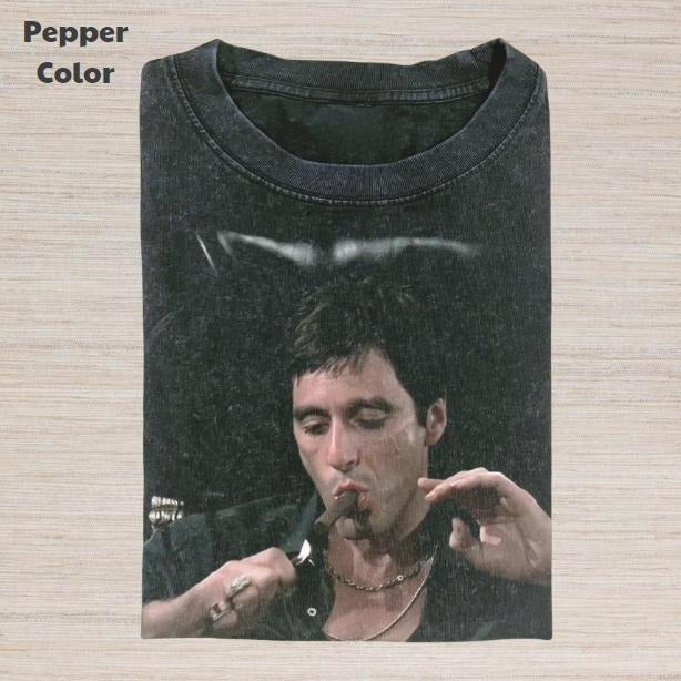 Scarface Vintage Graphic Tee, Tony Soprano Smoking T-Shirt, Movies Tee, Unisex Meme Cringe Funny Dumb Shirt, Menswear Womenswear Streetwear Cotton Comfort