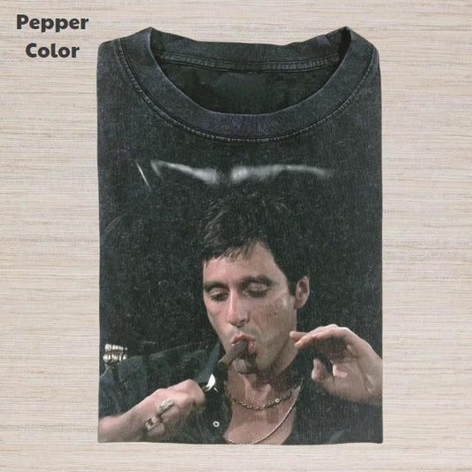 Scarface Vintage Graphic Tee, Tony Soprano Smoking T-Shirt, Movies Tee, Unisex Meme Cringe Funny Dumb Shirt, Menswear Womenswear Streetwear Cotton Comfort