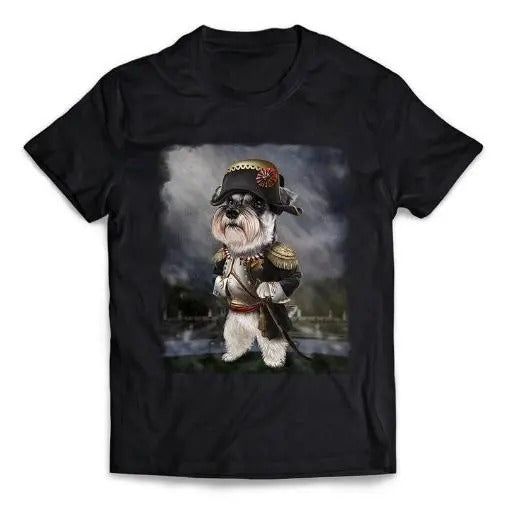 Schnauzer Dog Impersonate Emperor Napoleon of France - Short-Sleeve Unisex T-Shirt Made in USA