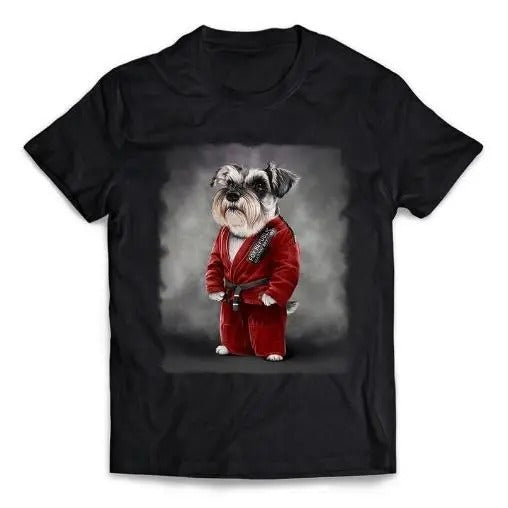 Schnauzer Dog Sensei in Japanese Judo, Karate Martial Art - Short-Sleeve Unisex T-Shirt Made in USA
