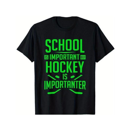 School Important Hockey Is Important T-Shirt for The Youth, Soft Fabric, Breathable, Comfortable Short Sleeve Tees Perfect for Summer, Birthday Gift to Teens Made in USA