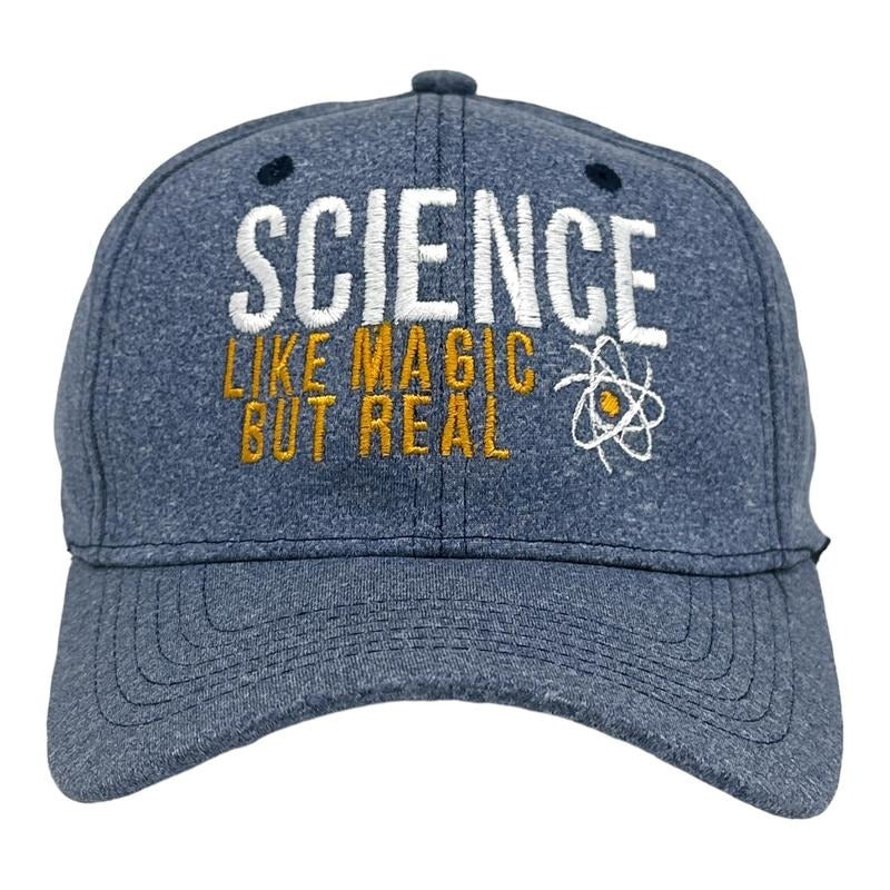 Science Like Magic But Real Hat Funny Nerdy Chemistry Joke Cap Funny Hats Nerd  Funny Sarcastic  Novelty Hats for Men Navy - Standard