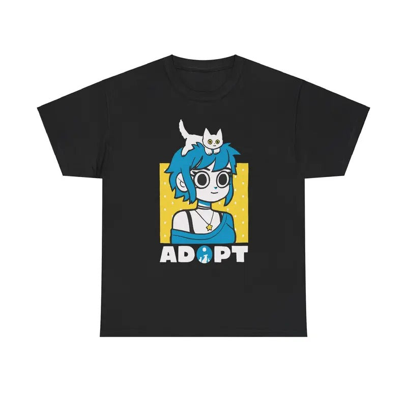 Scott Pilgrim Ramona Flowers Adopt T-shirt Unisex Graphic Tee For Cat Dog Lovers Hoodie, Sweatshirt | WearSparks.com