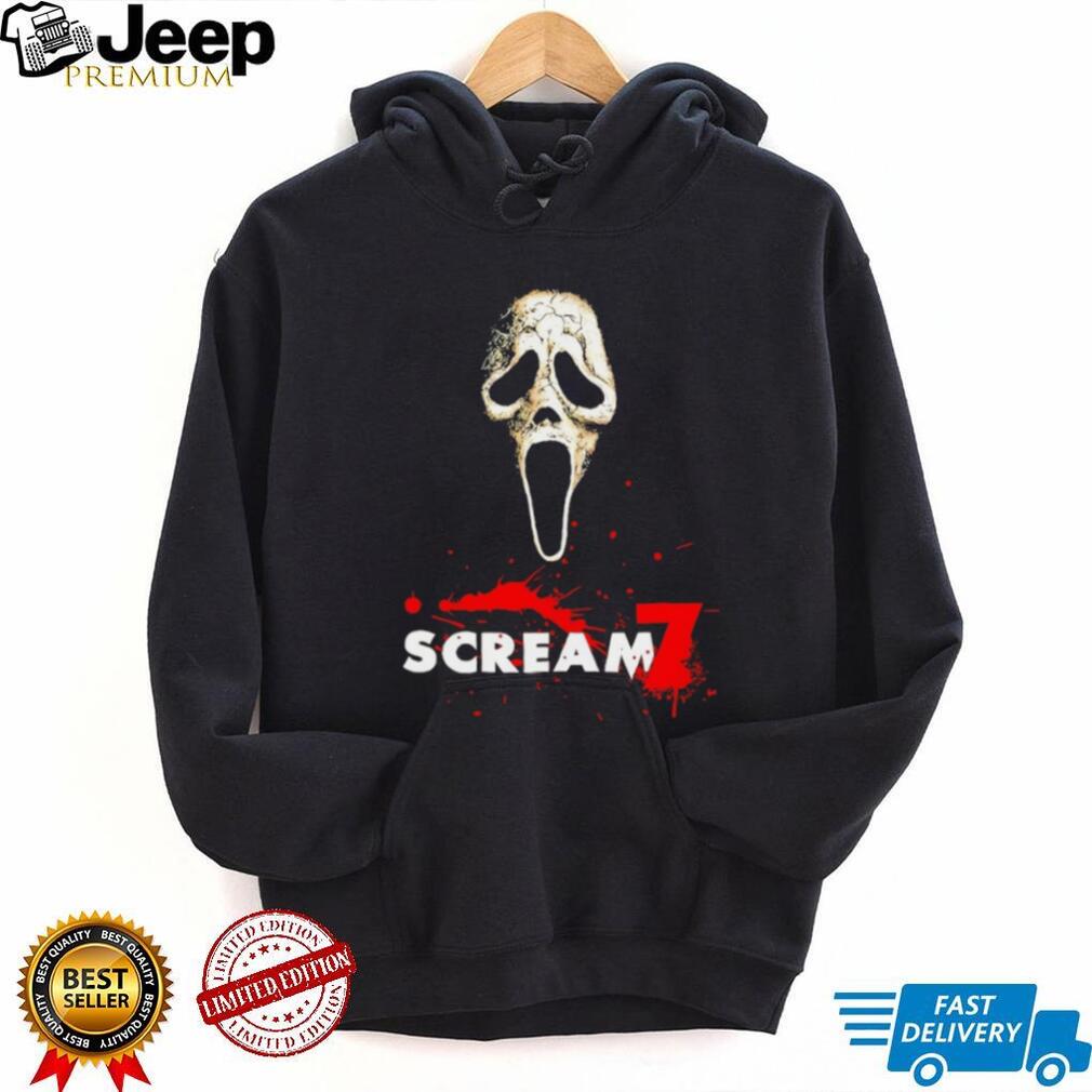 Scream 7 Ghostface Horror Movie Blood Splatter Graphic Tee