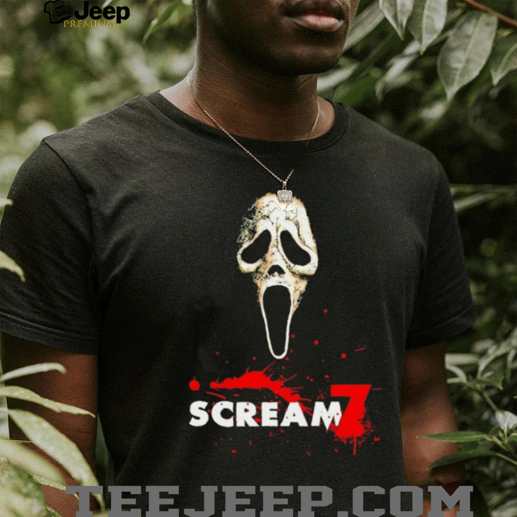 Scream 7 Ghostface Horror Movie Blood Splatter Graphic Tee