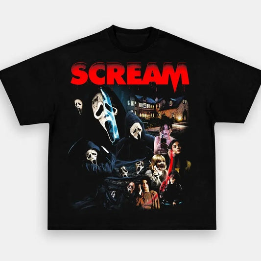 Scream Movie Graphic T-Shirt, Vintage Halloween Horror Movie Character Shirt, Halloween Funny Movie Shirt Top Shortsleeve Round Neck Menswear Tshirt