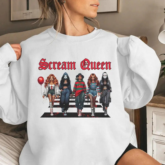 Scream Queen Sweatshirt, Halloween Sweatshirt , Horror Friend Shirt, Halloween Characters Sweatshirt, Scary Halloween Shirt, Halloween Gifts