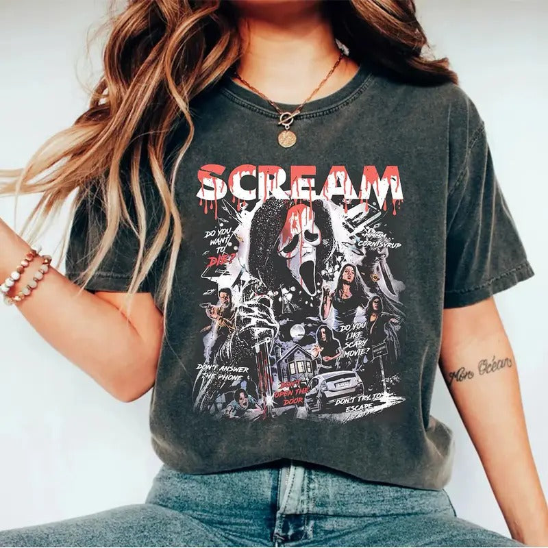 Scream Vintage Halloween Shirt, Vintage Halloween Sweatshirt, Ghostface Shirts, Horror Movie Tee, Spooky Season Sweatshirt, Summerween Party 2024 Shirt, 90s Halloween Sweater