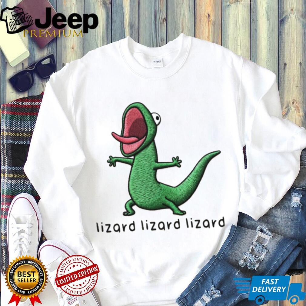 Screaming Green Lizard Embroidery Style Graphic T Shirt