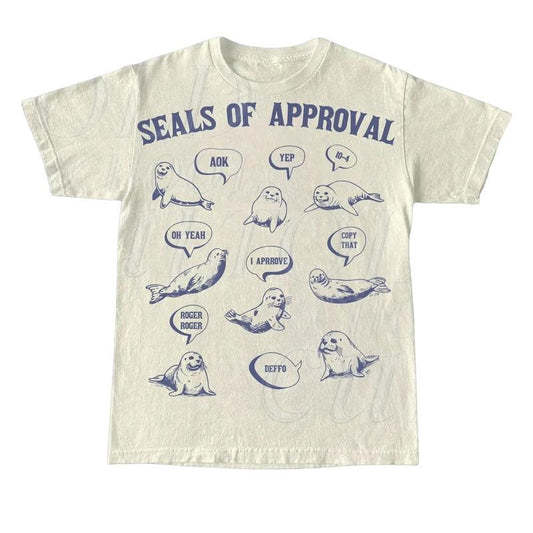 Seals Of Approval Funny Retro T-Shirt, Vintage 90s Seal T-shirt, Funny 90s Shirt, Vintage Minimalistic Unisex Gag Tee, Silly Shirt Gifts