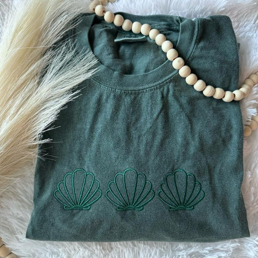 Seashell Embroidered Shirt, Embroidered Tshirt, Summer Tshirt, Embroidered Summer Tshirt Hoodie, Sweatshirt | WearSparks.com