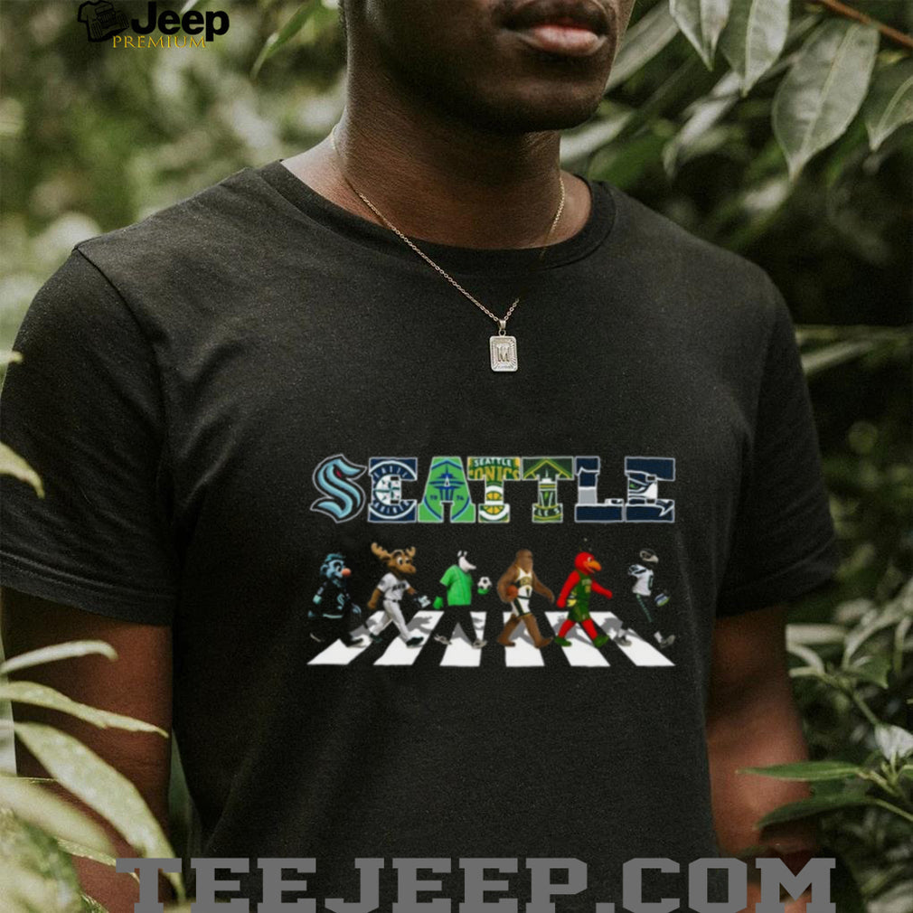Seattle City of Champions Mascots Walking Abbey Road T Shirt