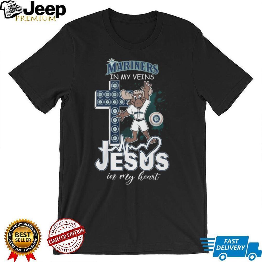 Seattle Mariners Fan Gear Mariner Moose Mascot Jesus in my Heart Christian Baseball T Shirt