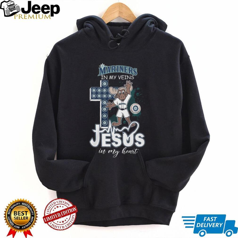 Seattle Mariners Fan Gear Mariner Moose Mascot Jesus in my Heart Christian Baseball T Shirt