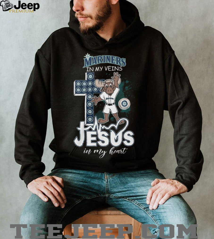 Seattle Mariners Fan Gear Mariner Moose Mascot Jesus in my Heart Christian Baseball T Shirt