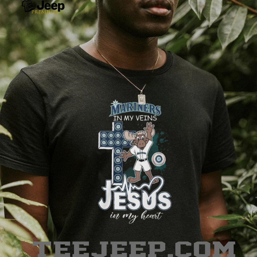 Seattle Mariners Fan Gear Mariner Moose Mascot Jesus in my Heart Christian Baseball T Shirt