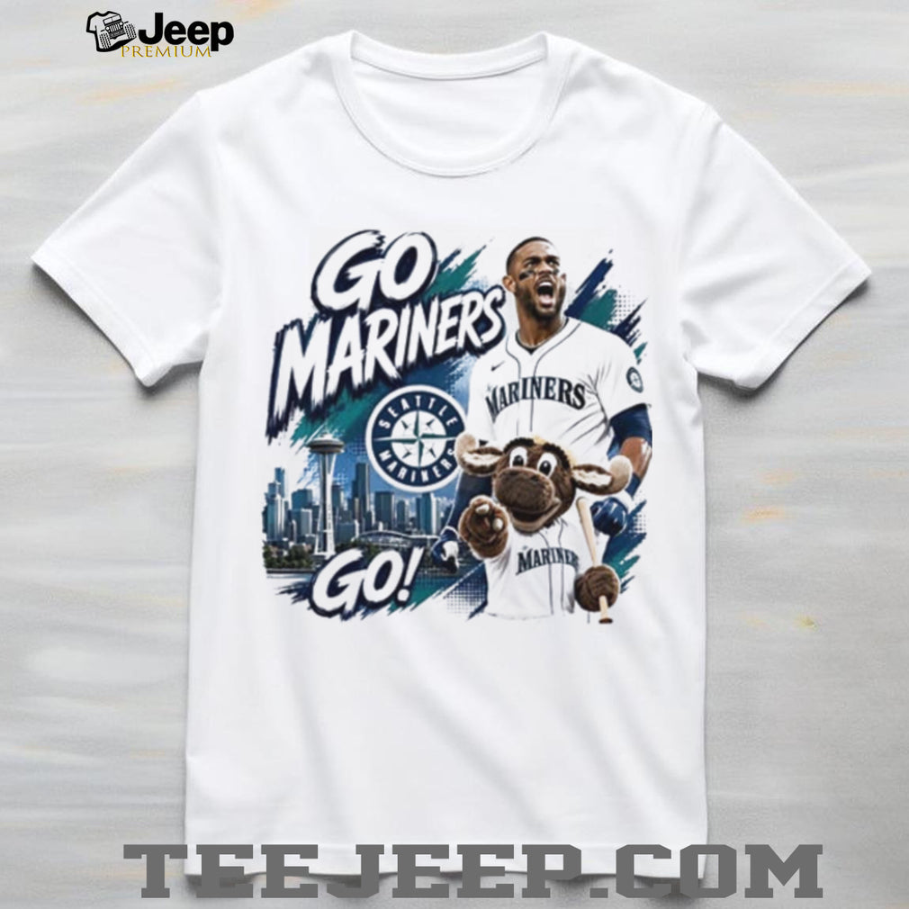 Seattle Mariners go Mariners go Julio Rodriguez and mascot Mariner Moose shirt
