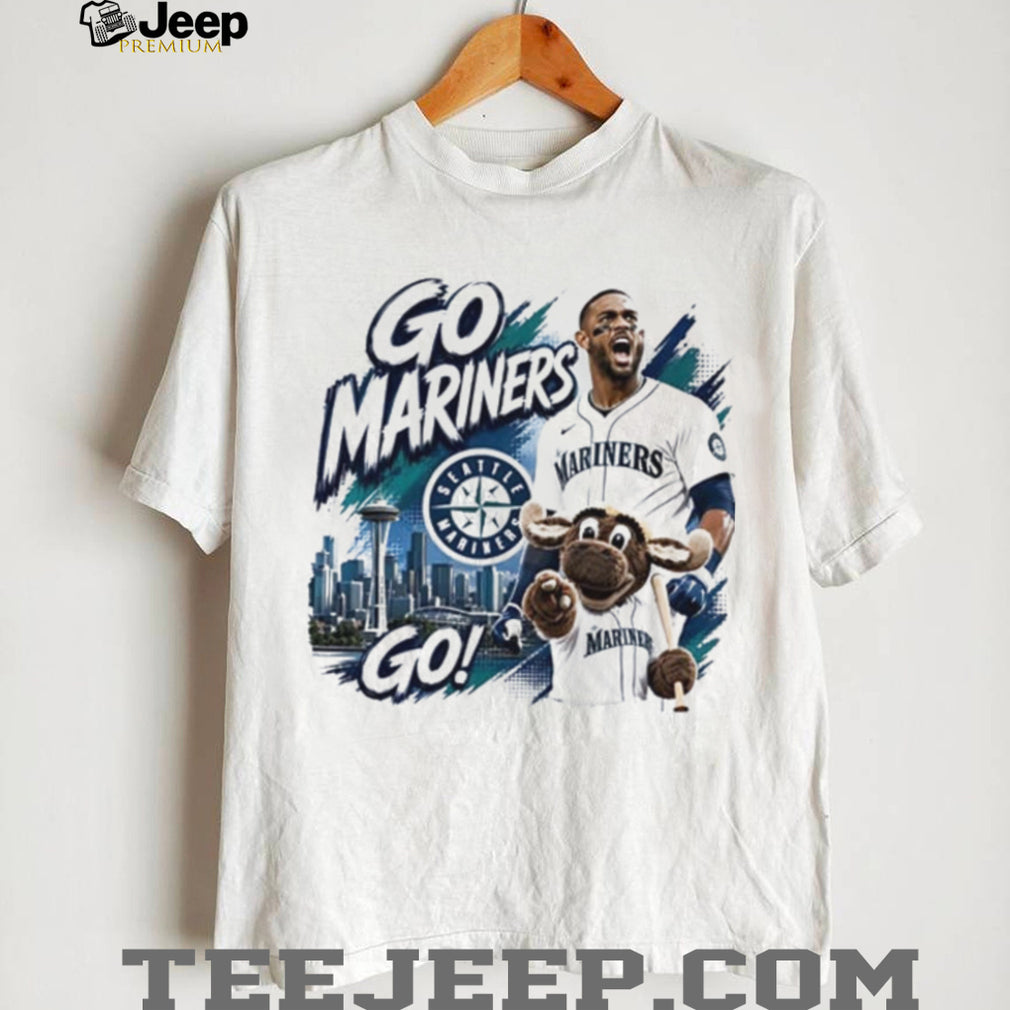 Seattle Mariners go Mariners go Julio Rodriguez and mascot Mariner Moose shirt