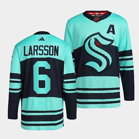 Seattle Kraken #6 adam-larsson-ice-blue-2022reverse-retro-2.0-authentic-primegreen-jersey