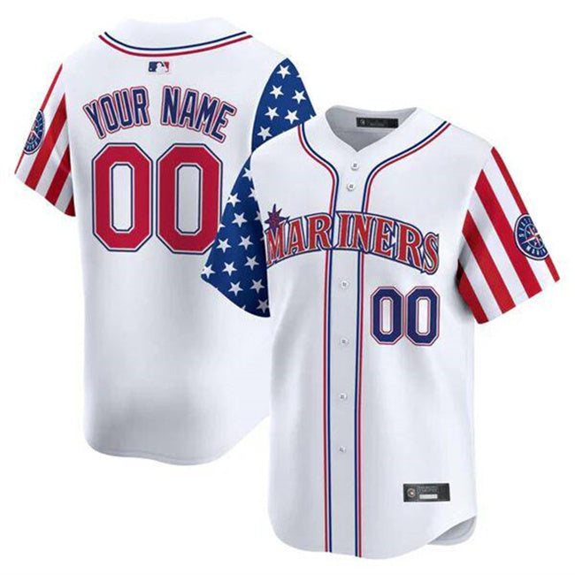 Seattle Mariners Active Player Custom White 2025 Independence Day Limited