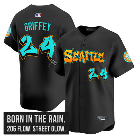 Seattle Mariners #24 Ken Griffey Jr. Black 2025 'Graffiti Emerald Drop Edition' Vapor
