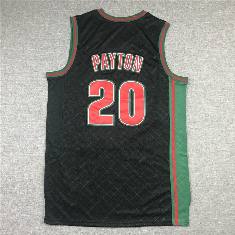 Seattle SuperSonics #20 Gary Payton Supersonics 20 Plaid Retro Black Style 2