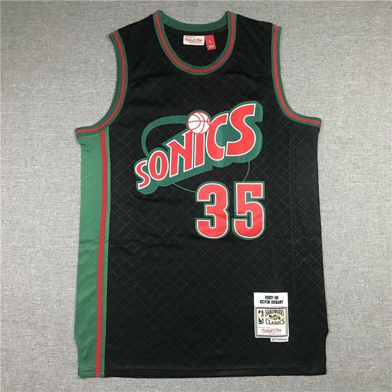 Seattle SuperSonics #35 Kevin Durant Supersonics 35 Plaid Retro Black Style 4