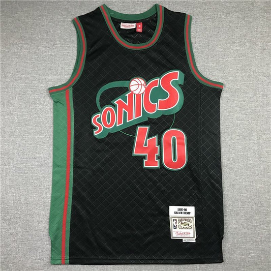 Seattle SuperSonics #40 Shawn Kemp Supersonics 40 Plaid Retro Black Style 4