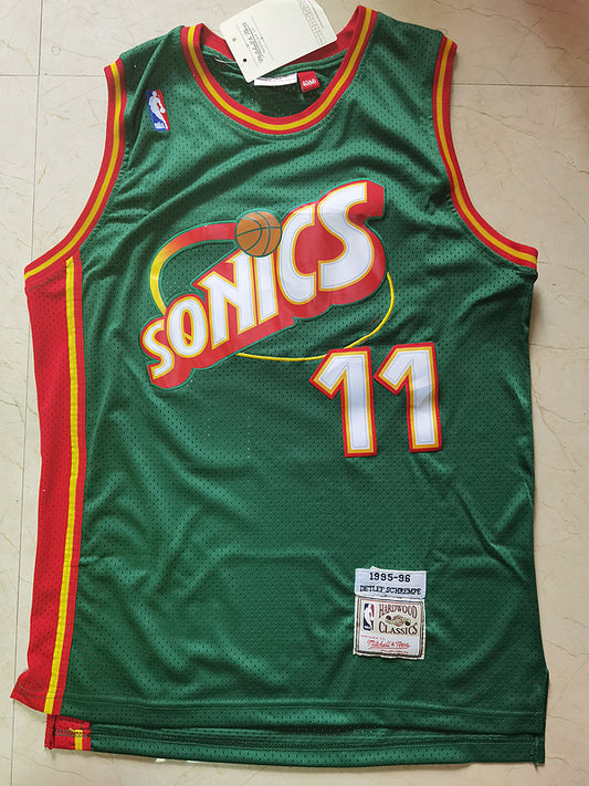 Seattle Supersonics #11 Schrempf Supersonics #11 Green Red Premium Mesh Style 2