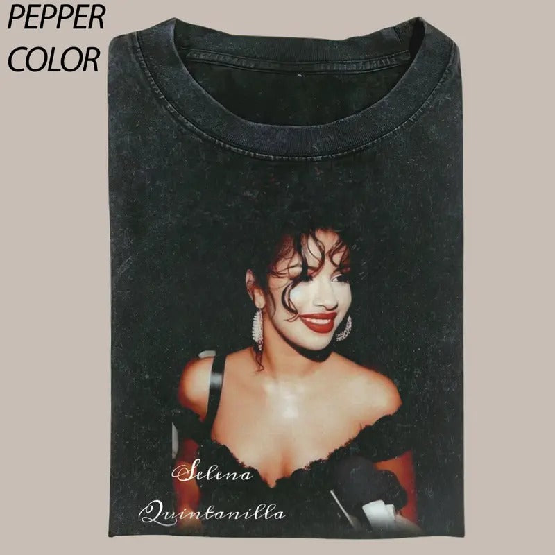 Selena Quintanilla Vintage 90's Graphic Unisex Shirt, Selena's signature T-Shirt, Fan Gift Graphic Tee, Gift for Him Her Womenswear Tops