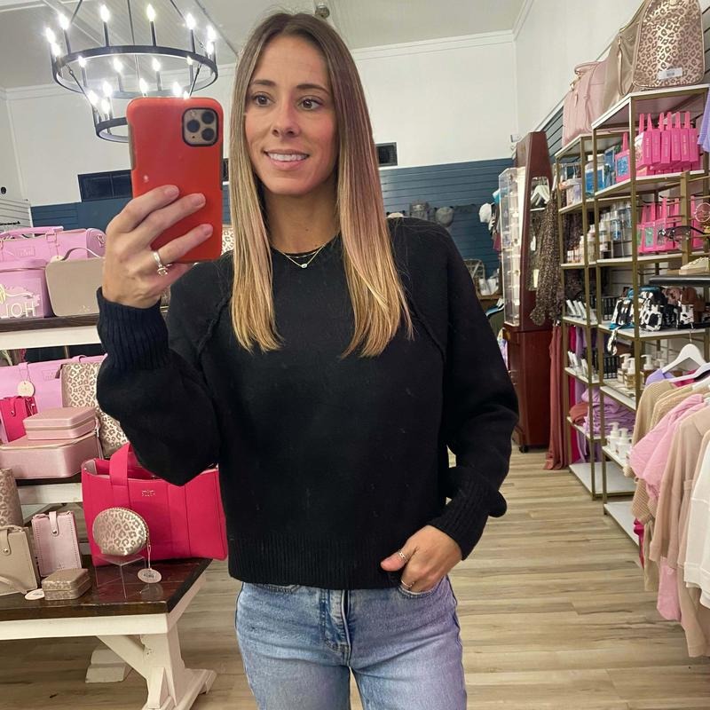 Semi Cropped Sweatshirt In Black T-Shirts, Hoodie | WearSparks.com