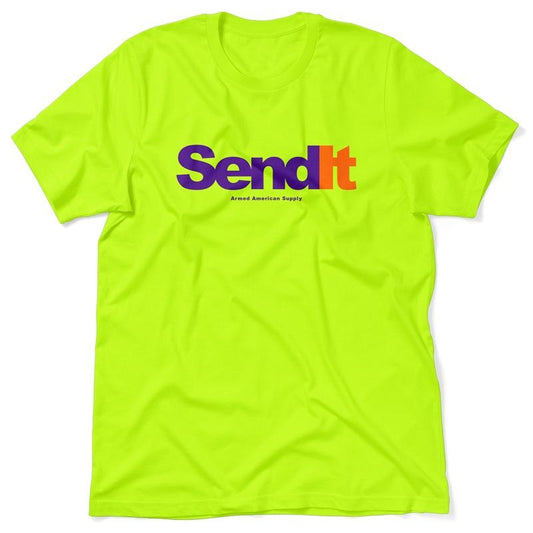 Send It high Visibility T-Shirt For Blue Collar Workers Jersey Menswear Flag Top Short-Sleeve Man Cotton Print Stylish Casual Crewneck | Graphic Tees