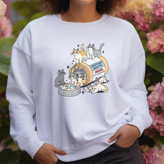 Seratonin Booster Cat T-Shirt, Cat Lover Sweatshirt, Cute Cat Sweatshirt, Funny Gift Sweatshirt Full Color Print Hoodie