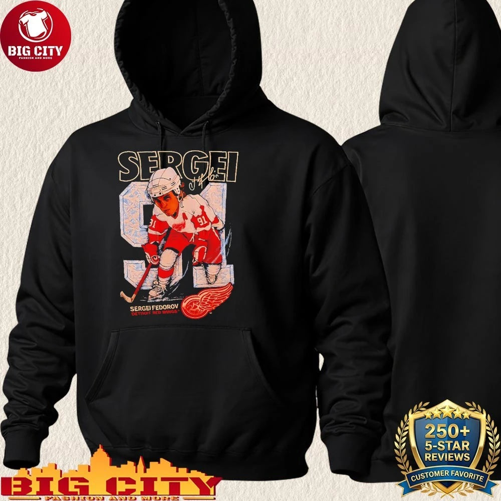 Sergei Fedorov Detroit Red WIngs 91 signature graphic shirt