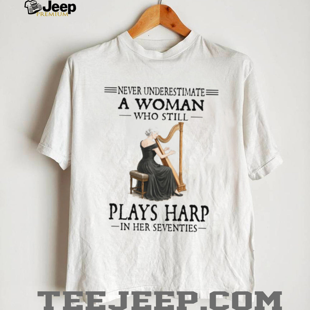 Seventy Year Old Harp Player Woman Musician T Shirt