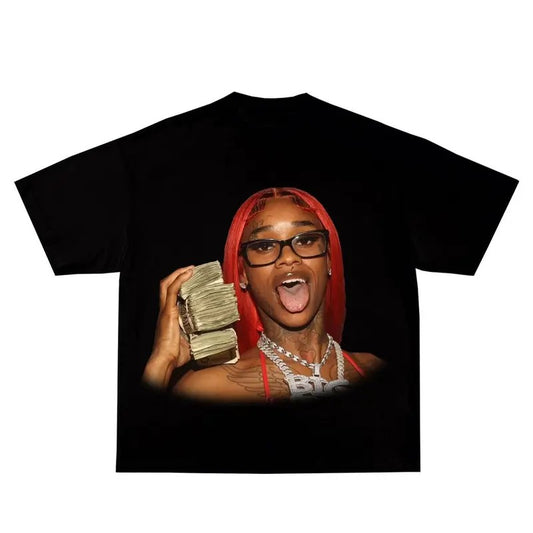 Sexxy Red Inspired Vintage Graphic T-shirt Heavy Cotton Tee Basketball 90 s Styled Shirt Hiphop Vibes Y2K Aesthetic Throwback Classic Big Face Celebrity Tee C