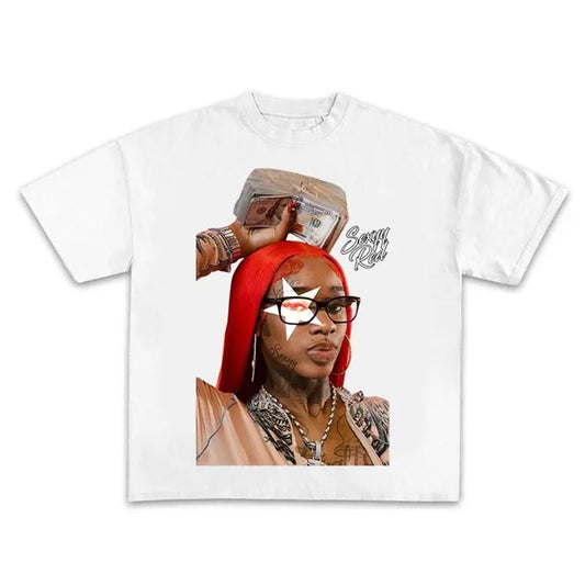 Sexyyy Red Fan Gift Shirt Light Star Shirt Red Big Face Shirt, Vintage Retro Tshirt