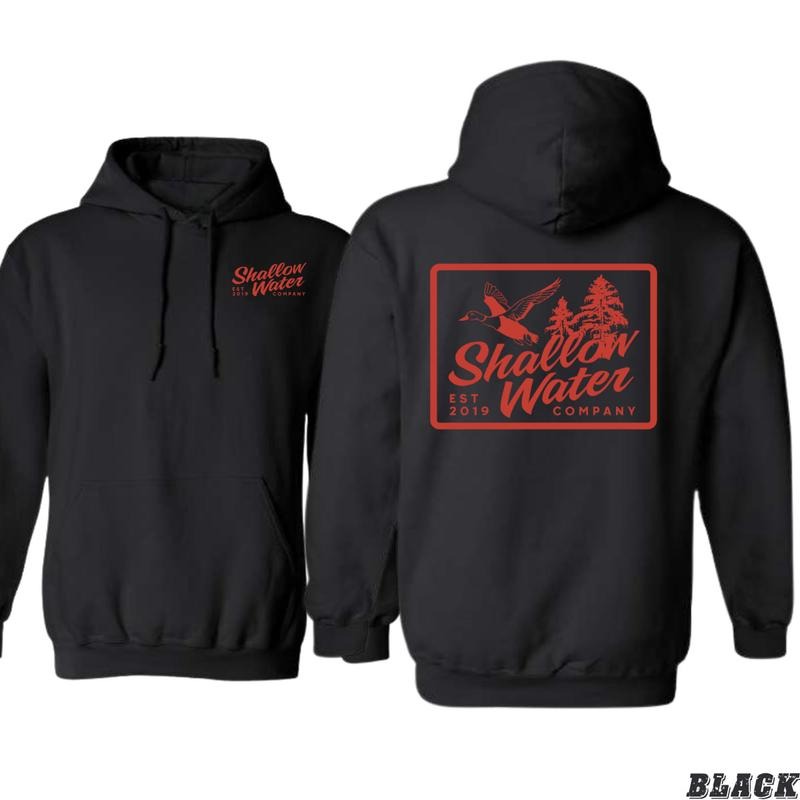 Shallow Water Company Hoodie - Timeless Duck and Nature Emblem Design, Perfect for Outdoor Enthusiasts, Ideal for...