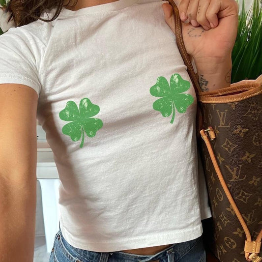Shamrock Baby Tee, Ireland Y2K Lucky Youi love irish boys, irish cheers baby tee