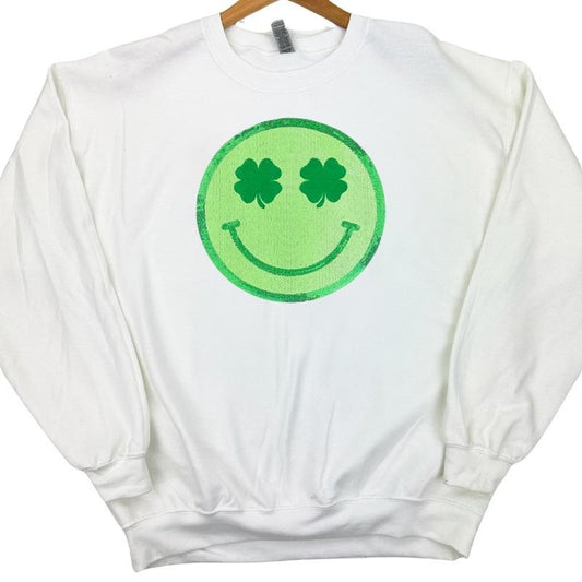 Shamrock Happy Face Patch Gildan Sweatshirt T-Shirts, Hoodie | WearSparks.com