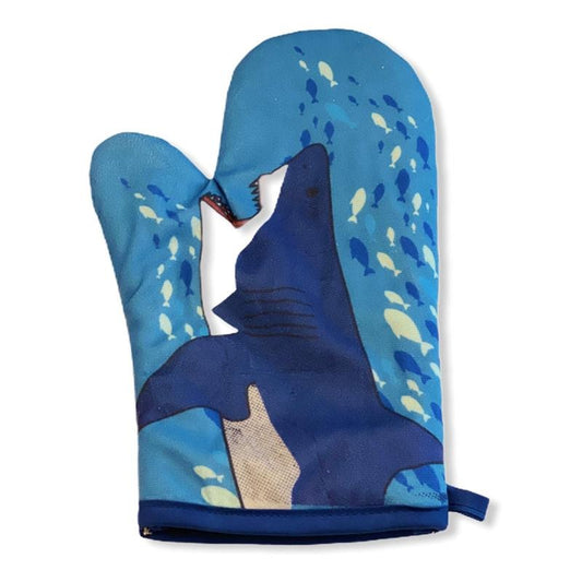 Shark Puppet Hand Oven Mitt Ocean Fish Graphic Novelty Kitchen Accessories Funny Graphic Kitchenwear Shark  Funny Food  Novelty Blue
