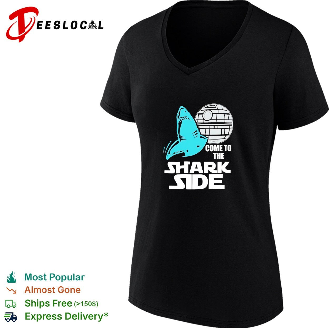 Shark come to the shark side Death Star shirt