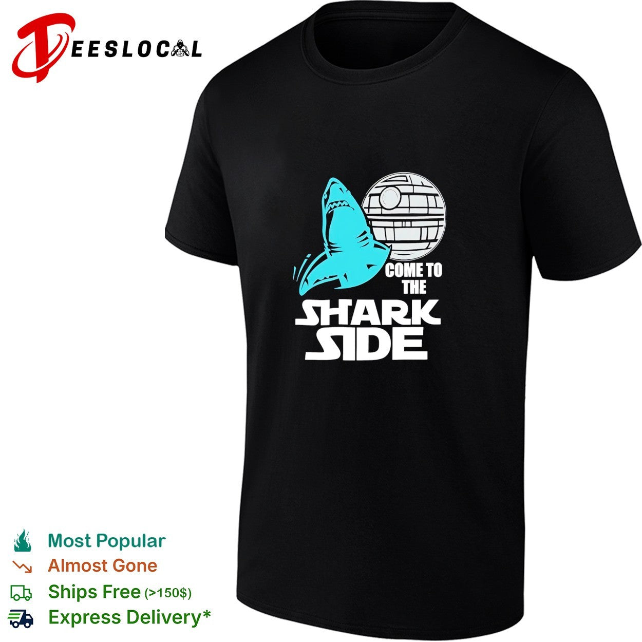 Shark come to the shark side Death Star shirt