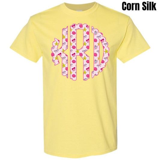 Shells & Bows Monogram Gildan Short Sleeve T-Shirt 'NLB'