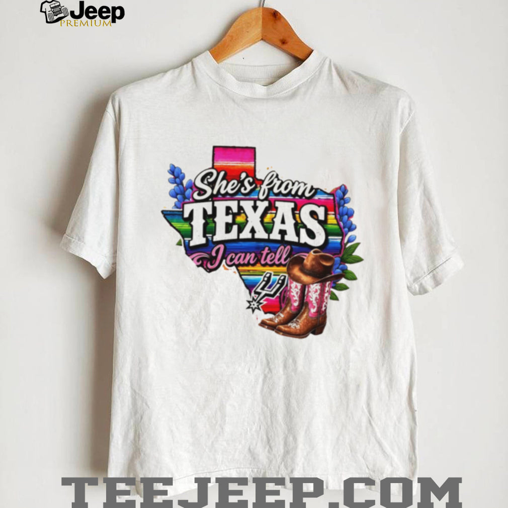 She’s From Texas State Pride Serape Map Boots Flowers Retro Vintage Women Fans T Shirt