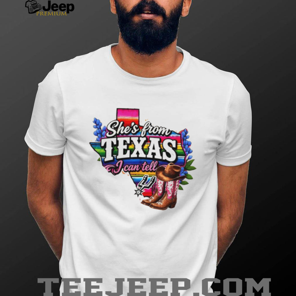 She’s From Texas State Pride Serape Map Boots Flowers Retro Vintage Women Fans T Shirt