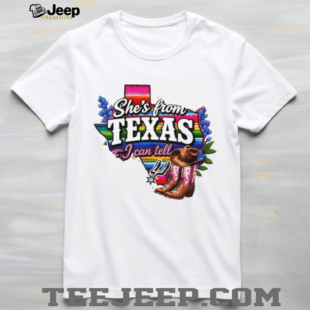 She’s From Texas State Pride Serape Map Boots Flowers Retro Vintage Women Fans T Shirt